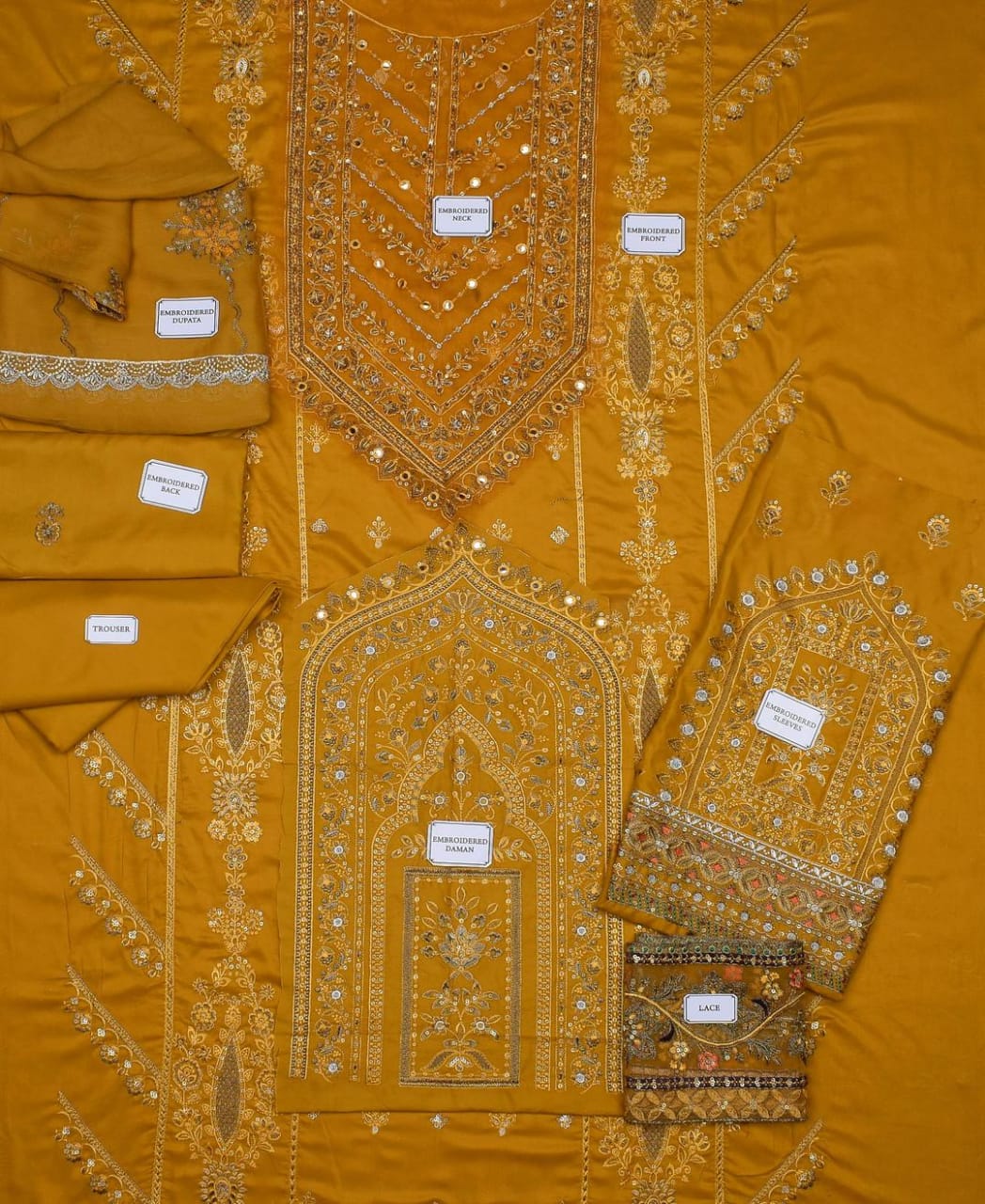 3 Pcs Women's Unstitched Linen Embroidered Suit