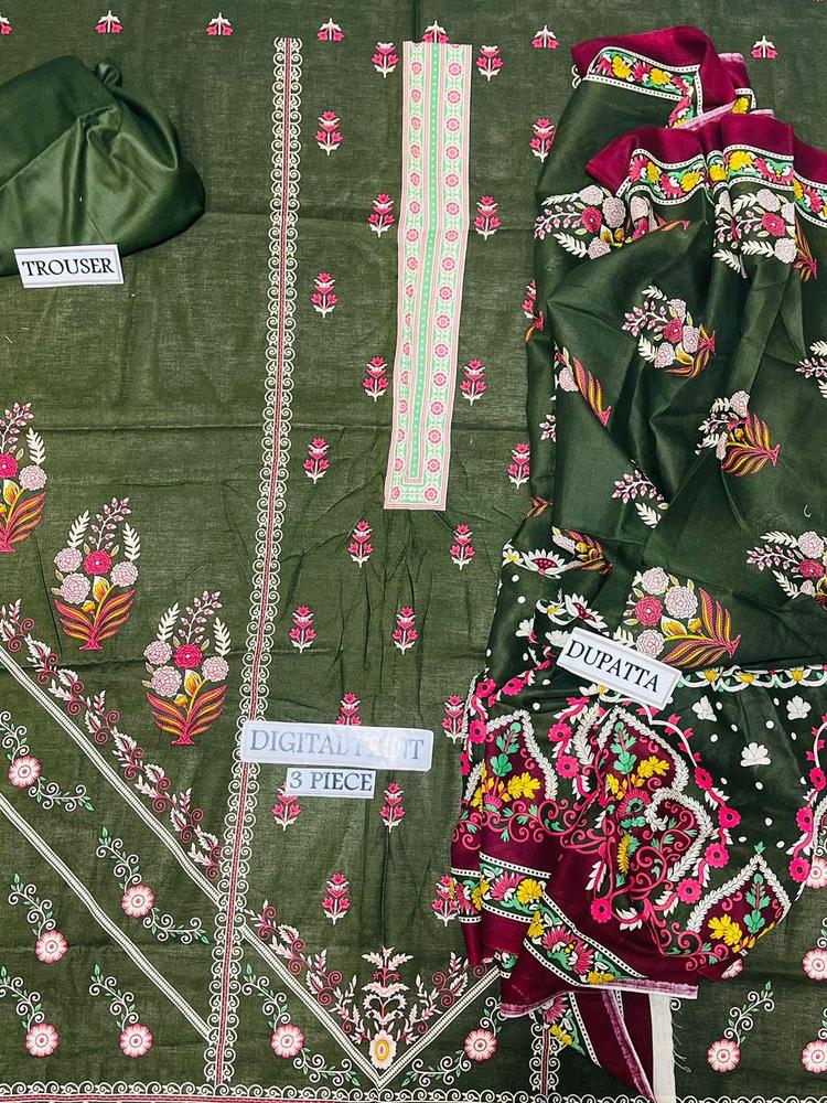 3 Pcs Women's Unstitched Lawn Printed Suit