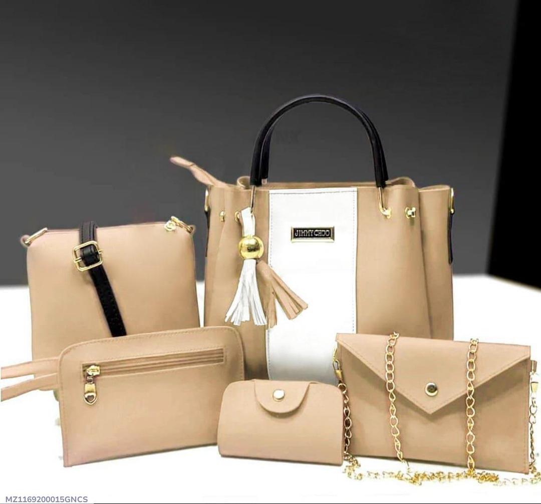 Stylish Women's PU Leather Hand Bag Set - 5 Pcs