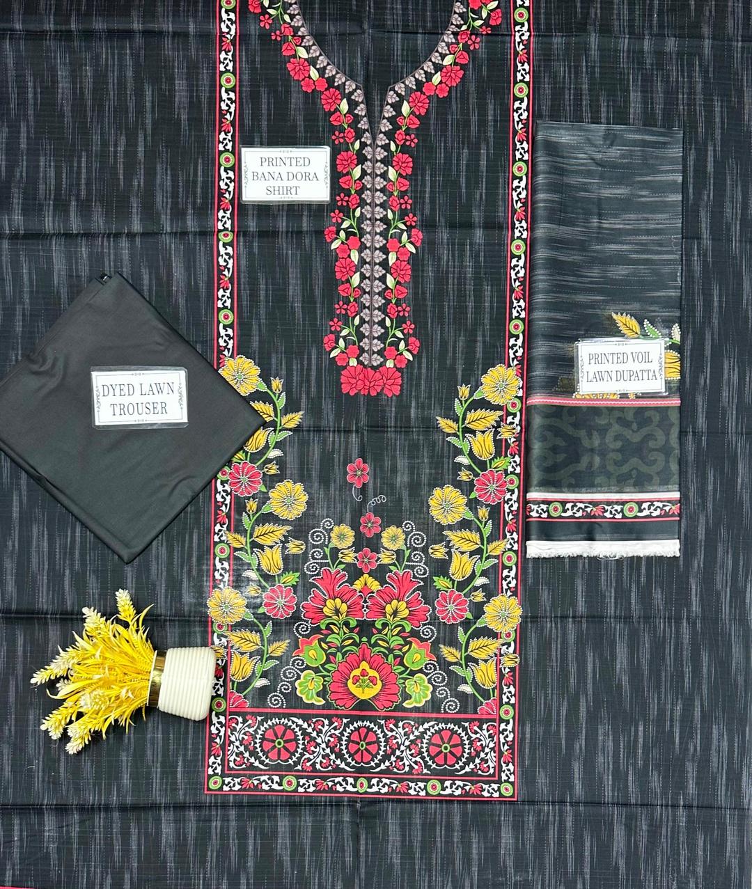 3 Pcs Women's Unstitched Printed Suit