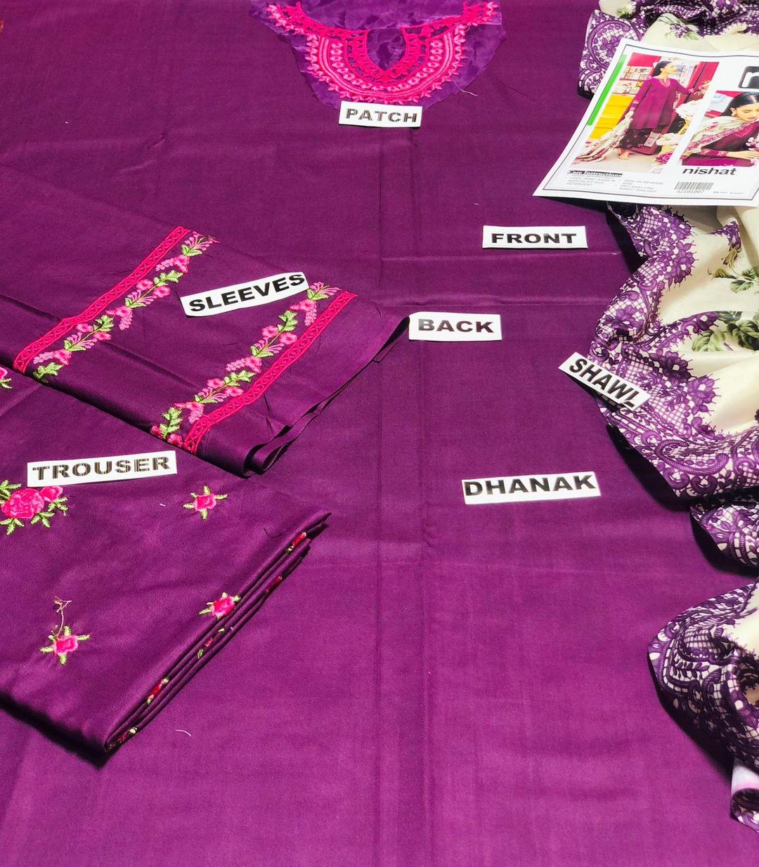 3 Pcs Women's Unstitched Embroidered Suit