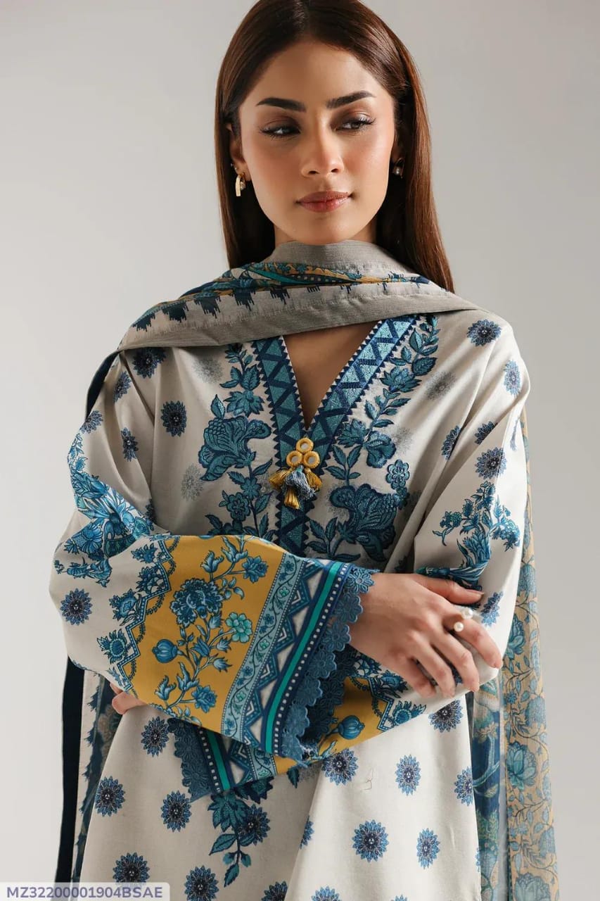 3 Pcs Women's Unstitched Printed Suit