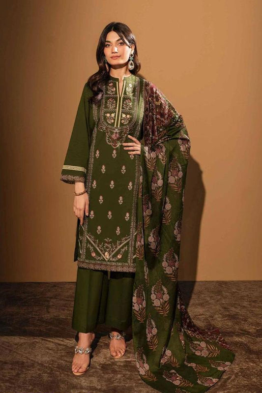 3 Pcs Women's Unstitched Lawn Printed Suit